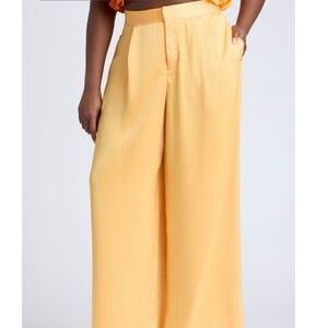 Eloquii Yellow Wide Leg Pants with High Waist
